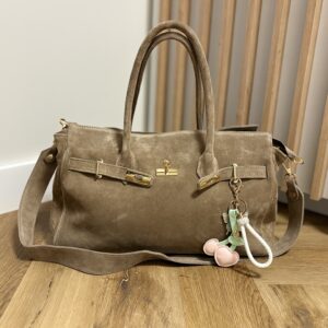 Miejska shopper bag Siena - miękki naturalny zamsz, cappuccino