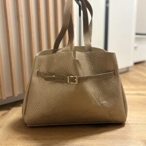 Skórzana shopperka damska z kosmetyczką Lucca Gold - złota