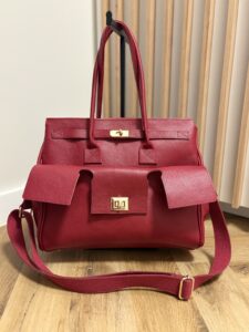 Duża damska torebka shopper ze skóry naturalnej Venezia Grande - czerwona.