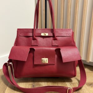 Duża damska torebka shopper ze skóry naturalnej Venezia Grande - czerwona.