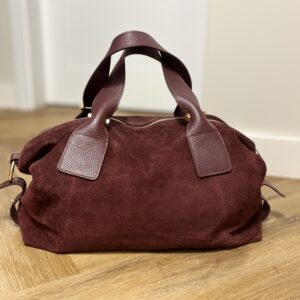 Shopper bag skórzano-zamszowa Sofia - bordowa