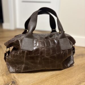 Shopper bag skórzana motyw skóry krokodyla Sofia - brązowa